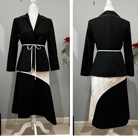 NEW The Limited 90s Classic Longline Structured Hourglass Pantsuit Midi Skirt 4 - Picture 2 of 16